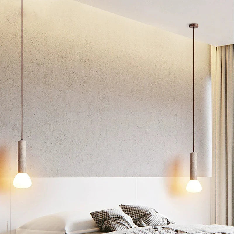 Modern LED pendellampa i sten minimalistisk design