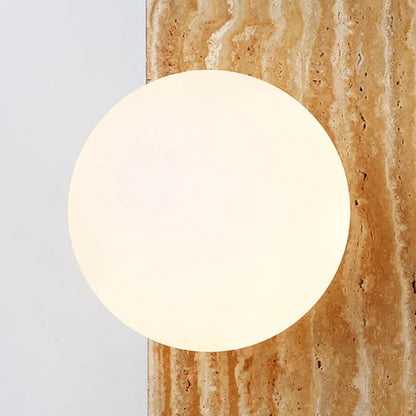 Vägglampa i natursten och frostat glas med halvcirkel-design för sovrum och vardagsrum