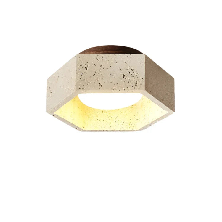 Travertin taklampa i LED – modern plafond i stenstil med wabi-sabi design