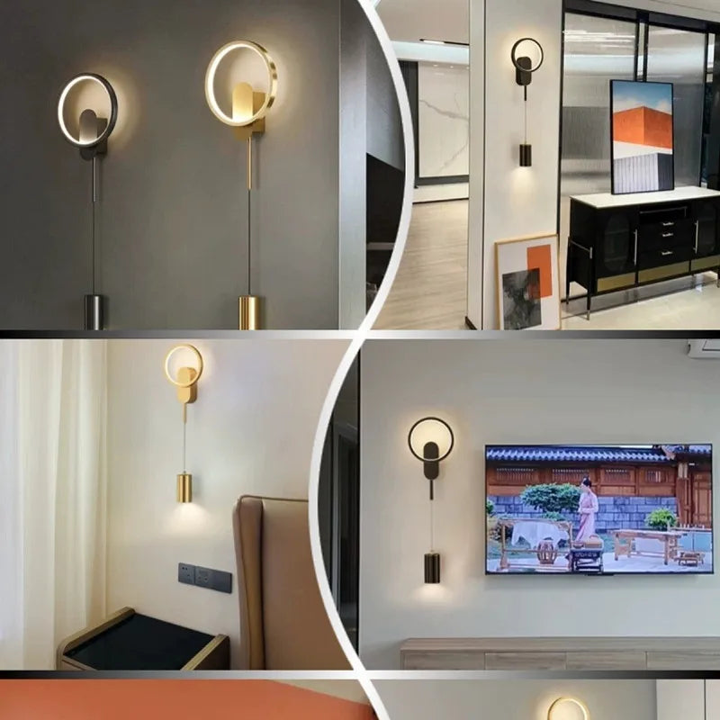 Modern LED vägglampa för sovrum och vardagsrum med justerbart ljus