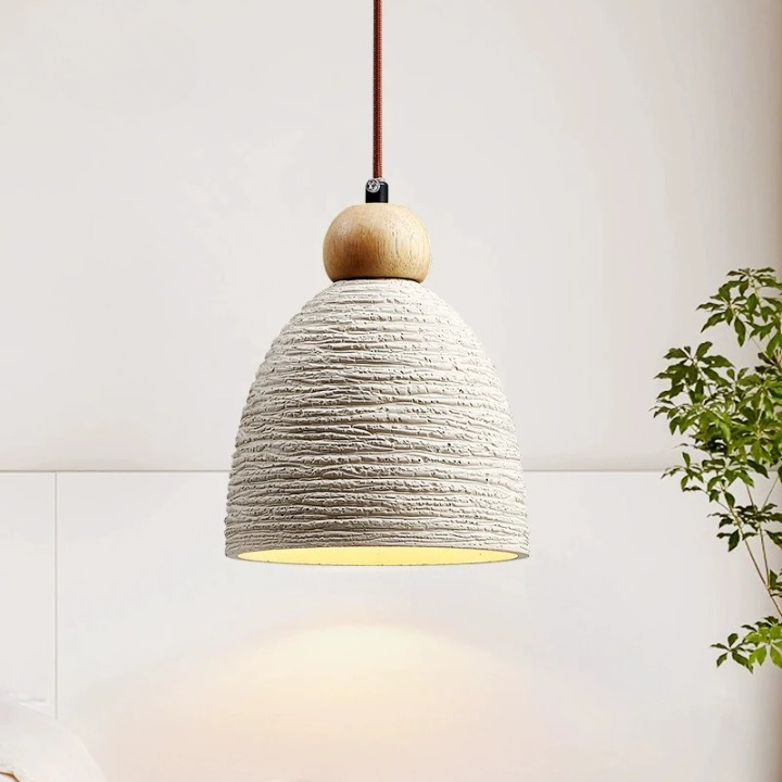 Retro krämfärgad LED takpendel i aluminium för sovrum och vardagsrum