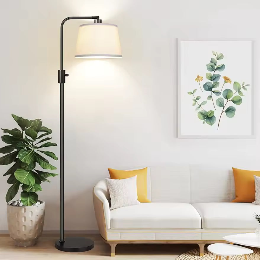 Arcoluxe | LED dimbar båge golvlampa med linneskärm för vardagsrum och sovrum