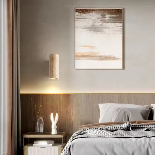 Travertino | Vägglampa i natursten med LED och E27 glödlampa för sovrum och vardagsrum