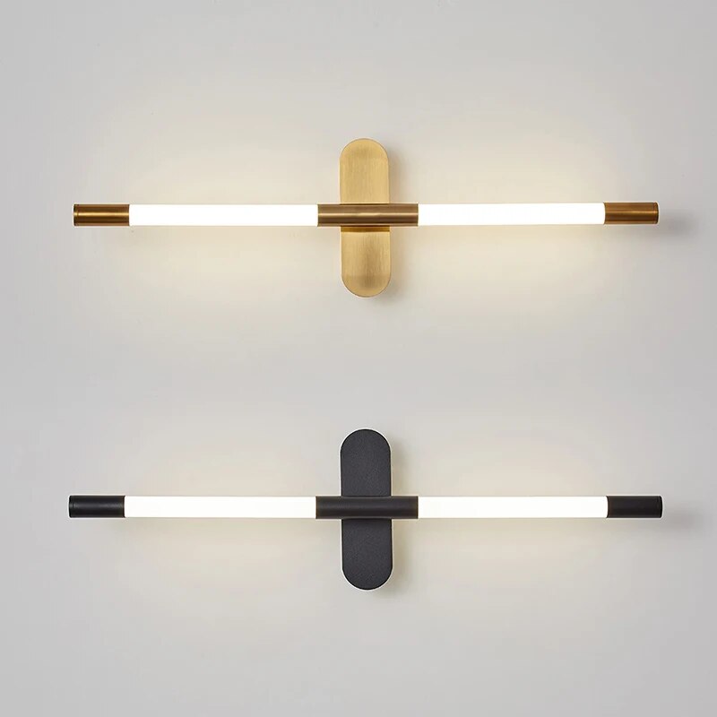 Modern lång roterbar LED vägglampa i minimalistisk metallisk design