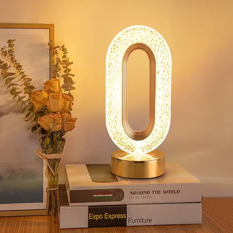 Lunavia | 3D kristall touchlampa – uppladdningsbar dimbar nattlampa med LED