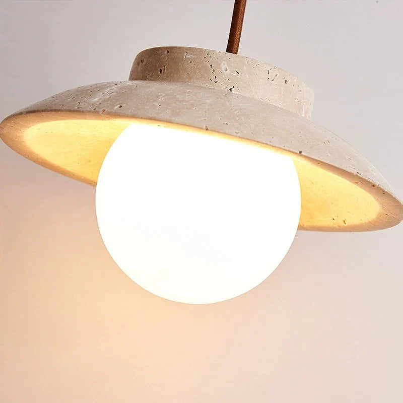 Elegant nordisk pendellampa i natursten med LED för sovrum och vardagsrum