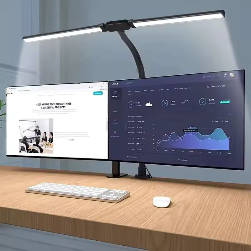 Brightflex Pro | Dubbel LED skrivbordslampa med klämma, ögonskydd, 3 lägen och USB