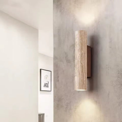 Travertino | Vägglampa i natursten med LED och E27 glödlampa för sovrum och vardagsrum