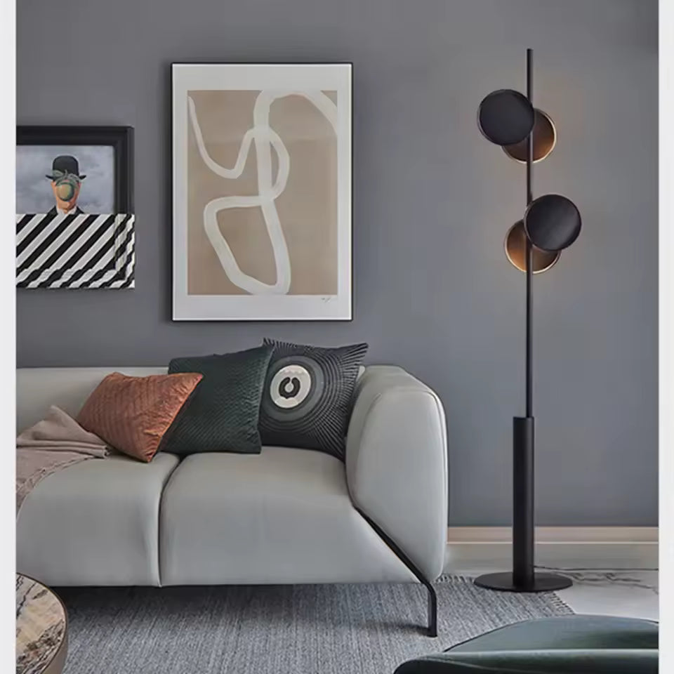 Typo | Nordisk svart minimalistisk golvlampa med LED-belysning uppåt och nedåt
