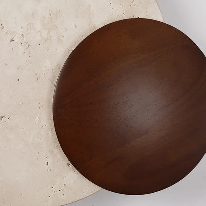 Rund vägglampa i naturlig sten med vintage Art Déco-design