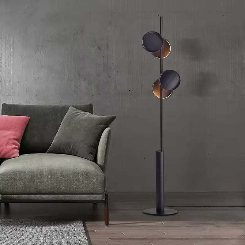 Typo | Nordisk svart minimalistisk golvlampa med LED-belysning uppåt och nedåt