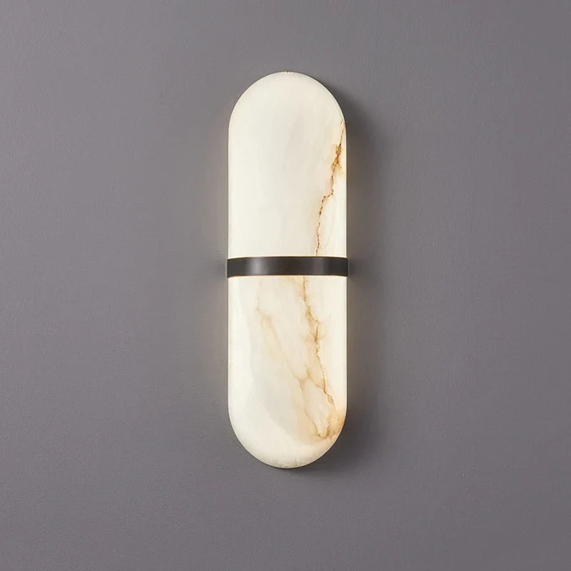 Elliptisk vägglampa i europeisk stil med imitation av marmor