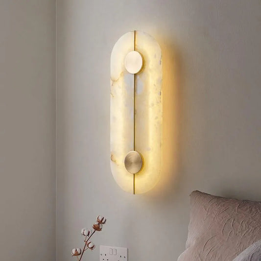Modern vägglampa i rund design med marmor och guldkoppar LED