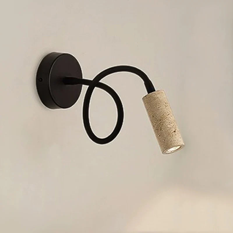 Vägglampa i naturlig marmor med flexibel arm och minimalistisk Wabi Sabi-design