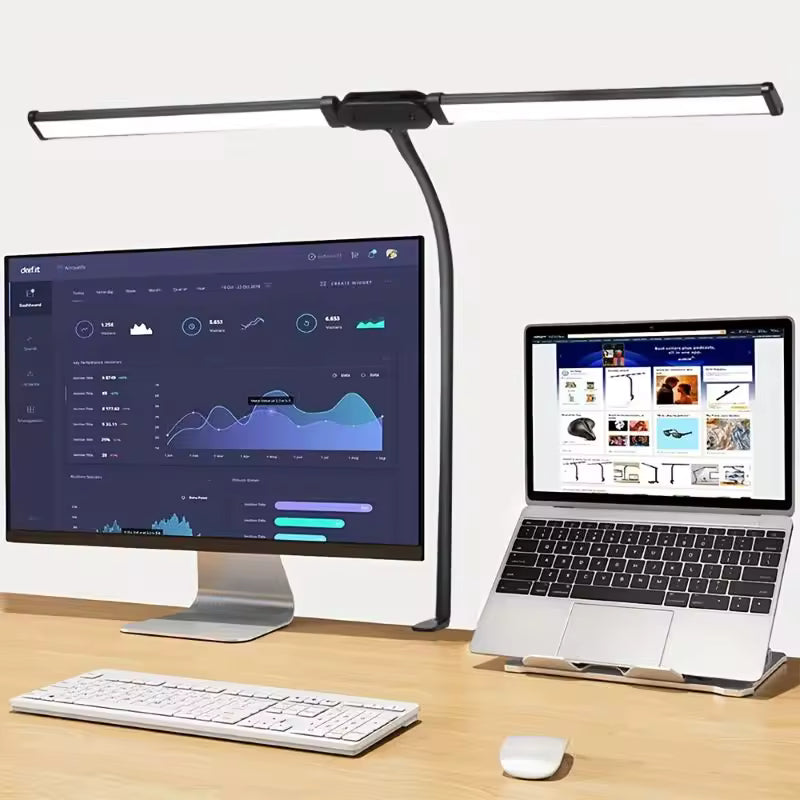 Brightflex Pro | Dubbel LED skrivbordslampa med klämma, ögonskydd, 3 lägen och USB