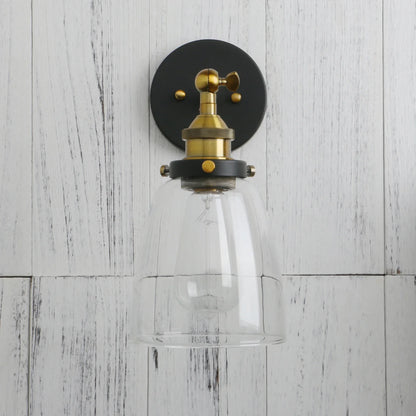 Vintage vägglampa i metall och glas med E27-sockel och elegant retrodesign