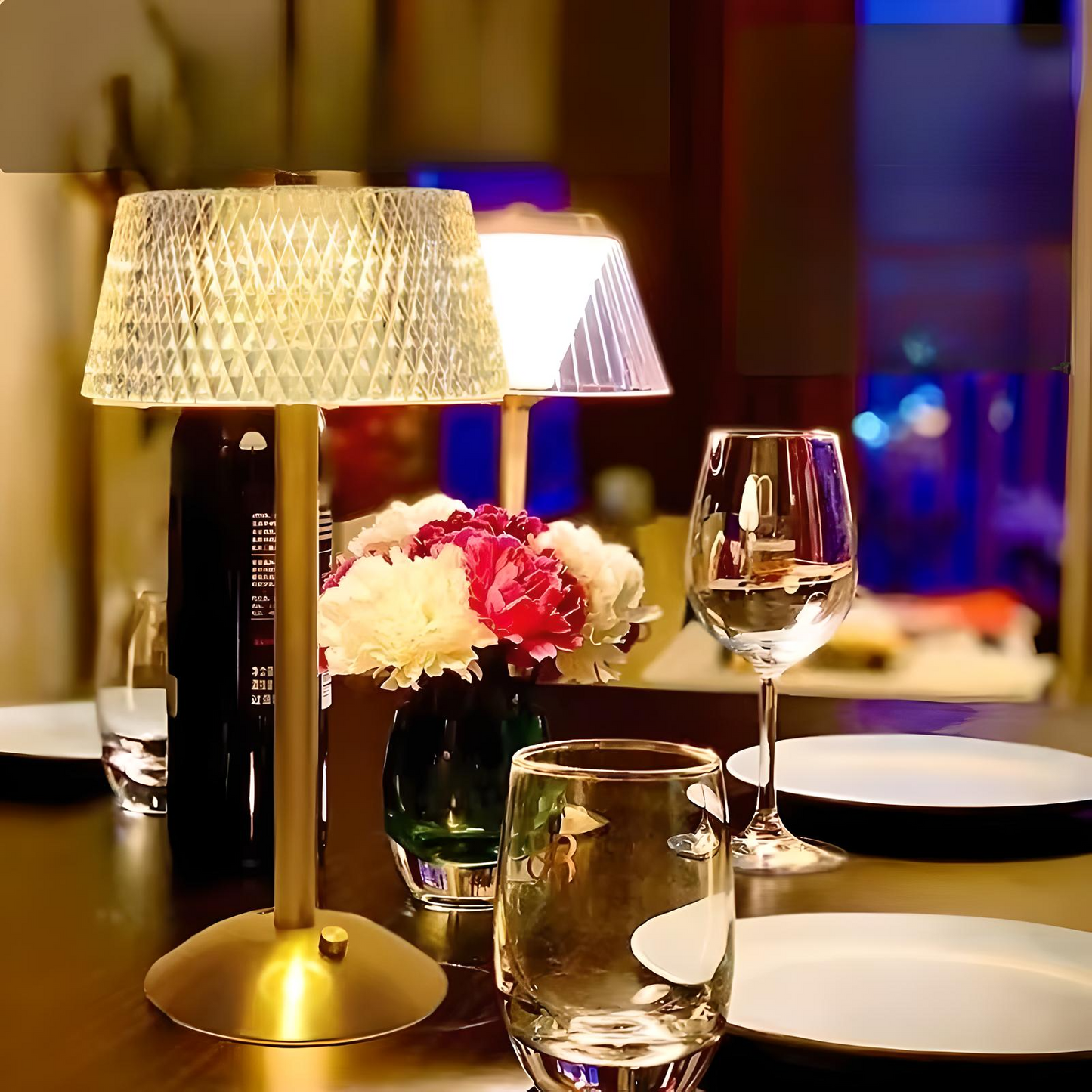 Elindra | Kristall bordslampa med dimbart LED-ljus och smidig touchkontroll