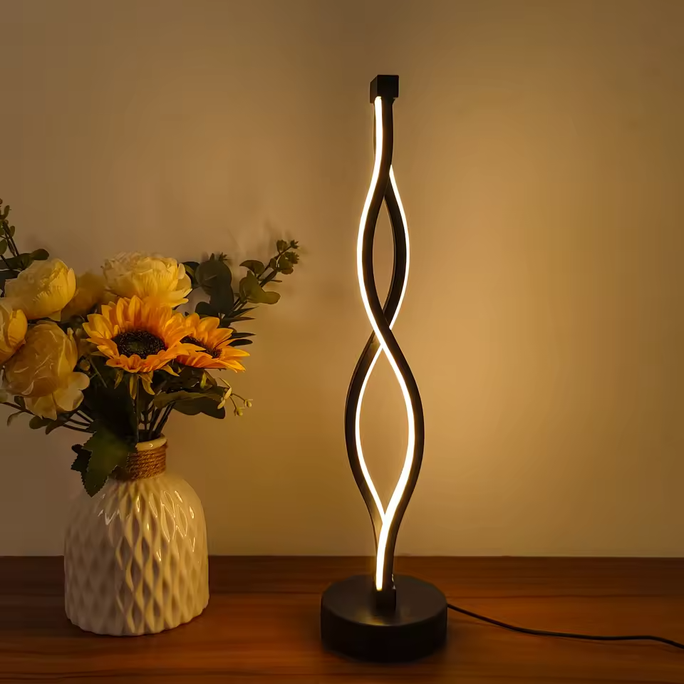 Aska | Minimalistisk metall bordslampa med konstnärlig siluett och USB-laddning