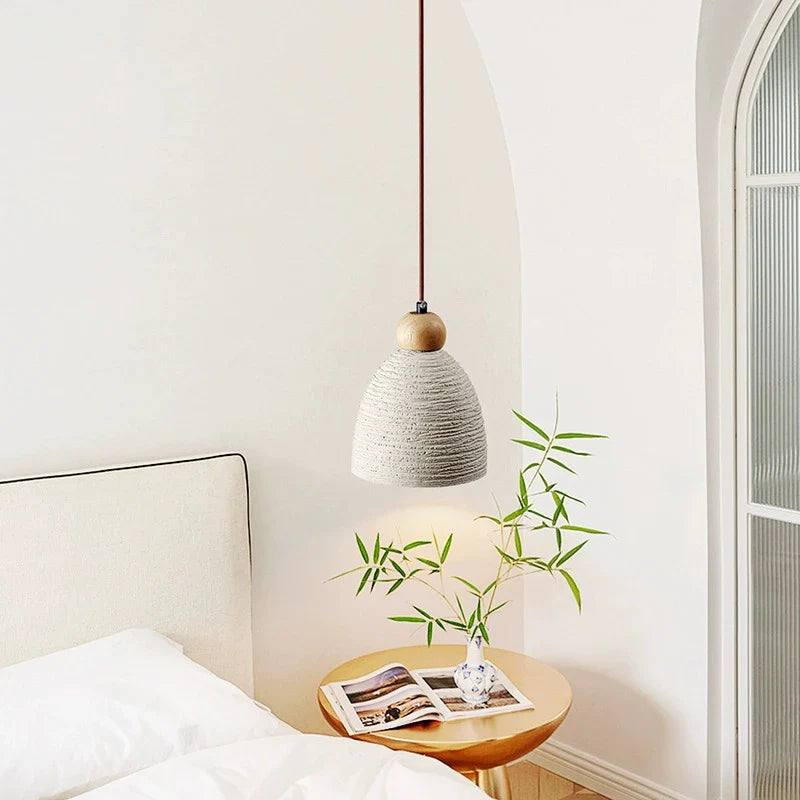 Retro krämfärgad LED takpendel i aluminium för sovrum och vardagsrum