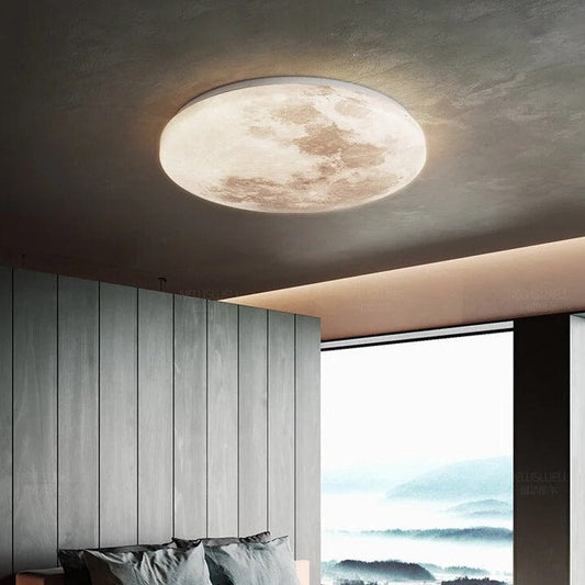 Modern nordisk taklampa med rund måndesign för sovrum och hall