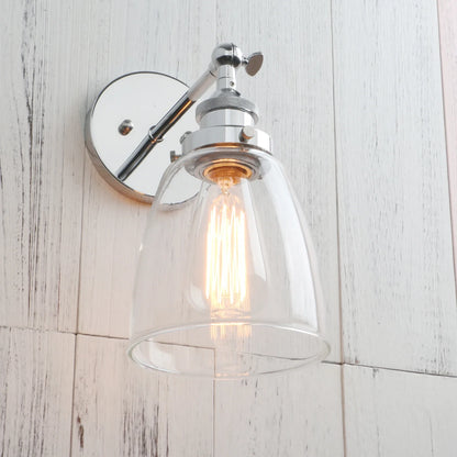 Vintage vägglampa i metall och glas med E27-sockel och elegant retrodesign