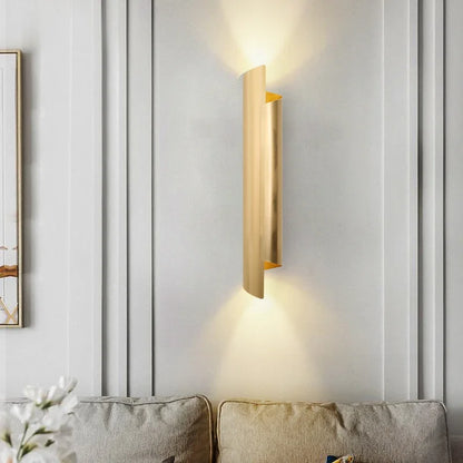 Lyxig vägglampa i koppar med LED-belysning för sovrum och vardagsrum