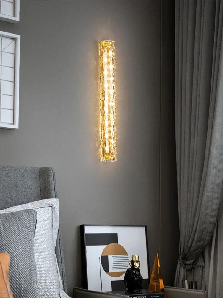 Modern vägglampa i koppar med kristall – lyxig minimalistisk LED-belysning för sovrum och vardagsrum