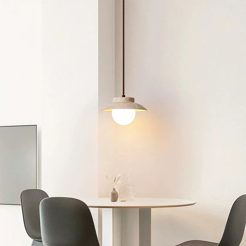 Elegant nordisk pendellampa i natursten med LED för sovrum och vardagsrum