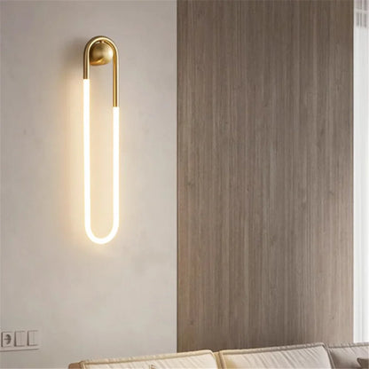 Modern oval LED vägglampa i metall och akryl för sovrum och vardagsrum