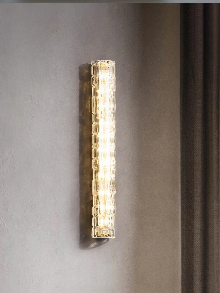 Modern vägglampa i koppar med kristall – lyxig minimalistisk LED-belysning för sovrum och vardagsrum