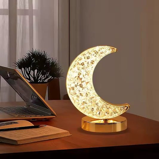 Lunavia | 3D kristall touchlampa – uppladdningsbar dimbar nattlampa med LED