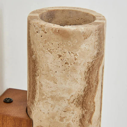 Art Deco vägglampa i sten och trä med naturlig atmosfär