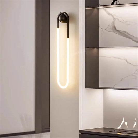 Modern oval LED vägglampa i metall och akryl för sovrum och vardagsrum