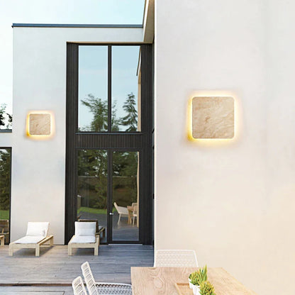 Vägglampa i naturmarmor – IP65 vattentät LED-belysning