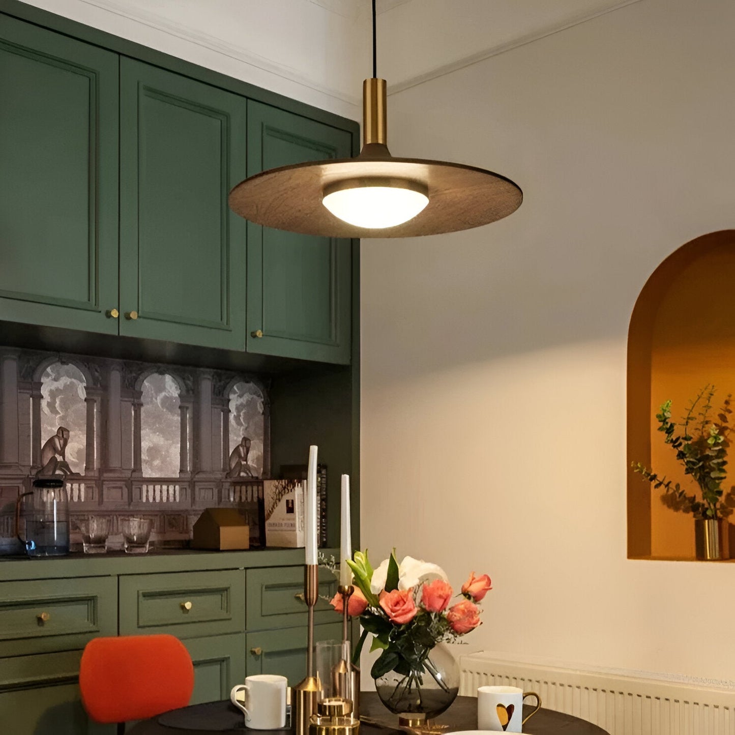 Nordisk takpendel i koppar med justerbar lampskärm för kök och vardagsrum