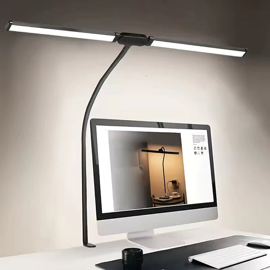 Brightflex Pro | Dubbel LED skrivbordslampa med klämma, ögonskydd, 3 lägen och USB