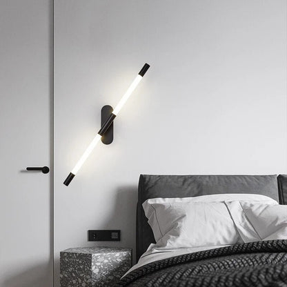 Modern lång roterbar LED vägglampa i minimalistisk metallisk design