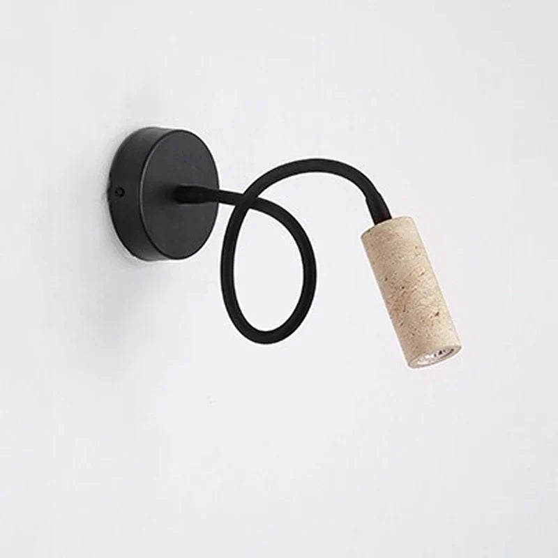 Vägglampa i naturlig marmor med flexibel arm och minimalistisk Wabi Sabi-design