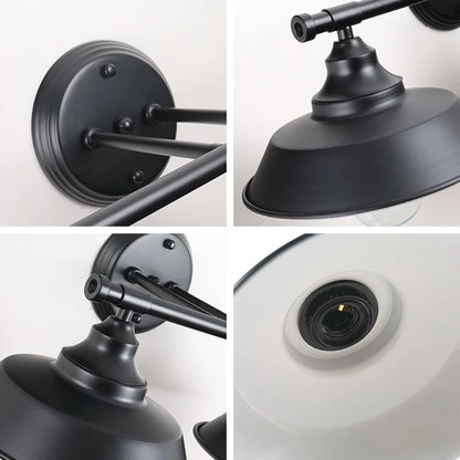 Industriell dubbel vägglampa i järn med vintage design och E27-socklar