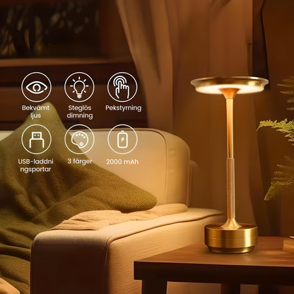 Lumo | Modern trådlös bordslampa i aluminium med elegant design