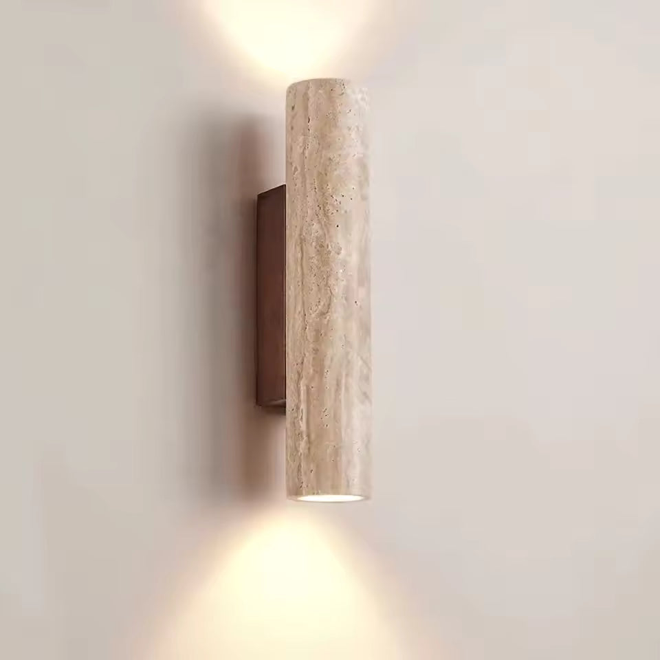 Travertino | Vägglampa i natursten med LED och E27 glödlampa för sovrum och vardagsrum