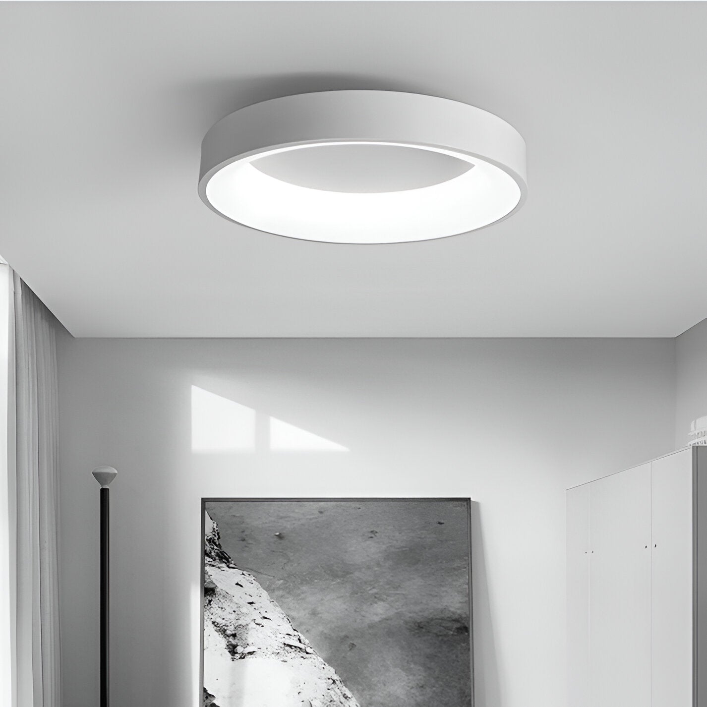 Modern Rund LED Taklampa i Akryl – Nordisk Minimalistisk Plafond för Inomhusbelysning