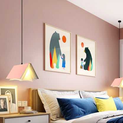 Kreativ bokformad takpendel färgglad modern barnrum lampa inredning