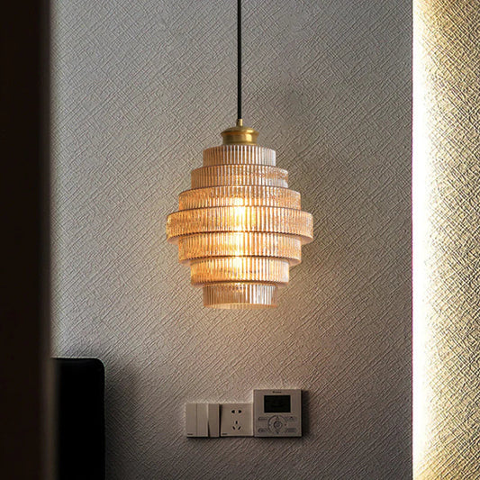 Flaskformad glas pendellampa med vintage design för kök matsal och vardagsrum
