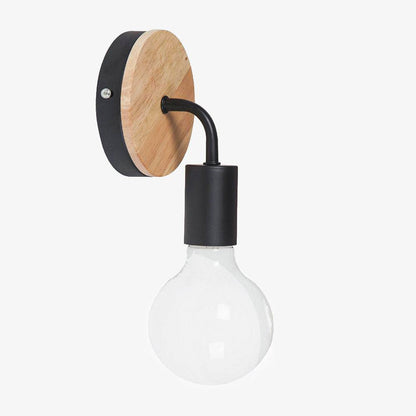 Vägglampa i trä eller metall med minimalistisk design för sovrum och hall