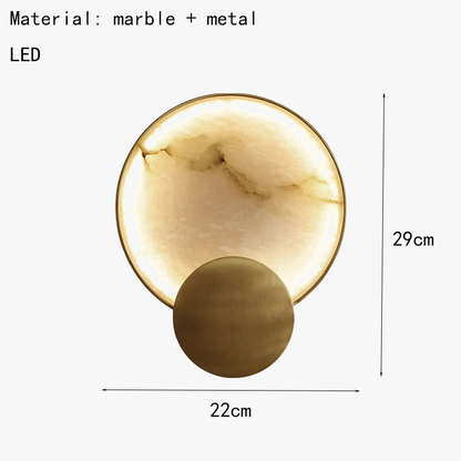 Vägglampa i naturlig marmor och gyllene metall för vardagsrum och sovrum