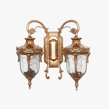 Dubbel vägglampa i europeisk retrostil med aluminium och härdat glas