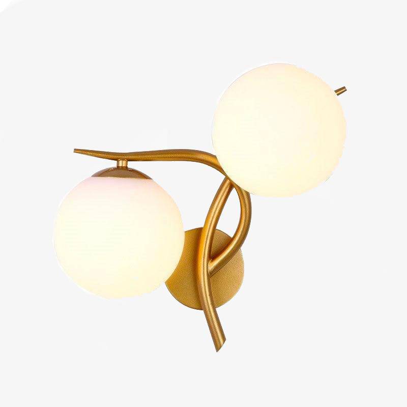 Vägglampa med dubbla glaskupor LED för vardagsrum och sovrum, svart/guld