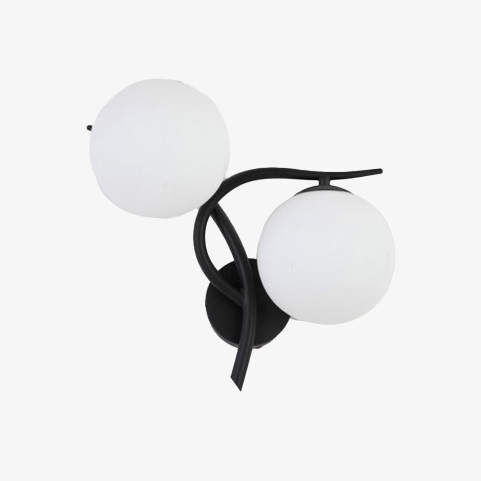 Vägglampa med dubbla glaskupor LED för vardagsrum och sovrum, svart/guld