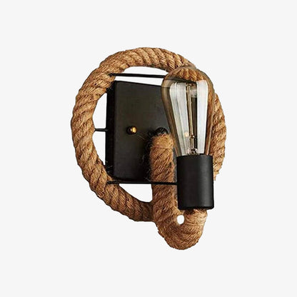 Rustik vägglampa med rep i vintage stil för sovrum och vardagsrum